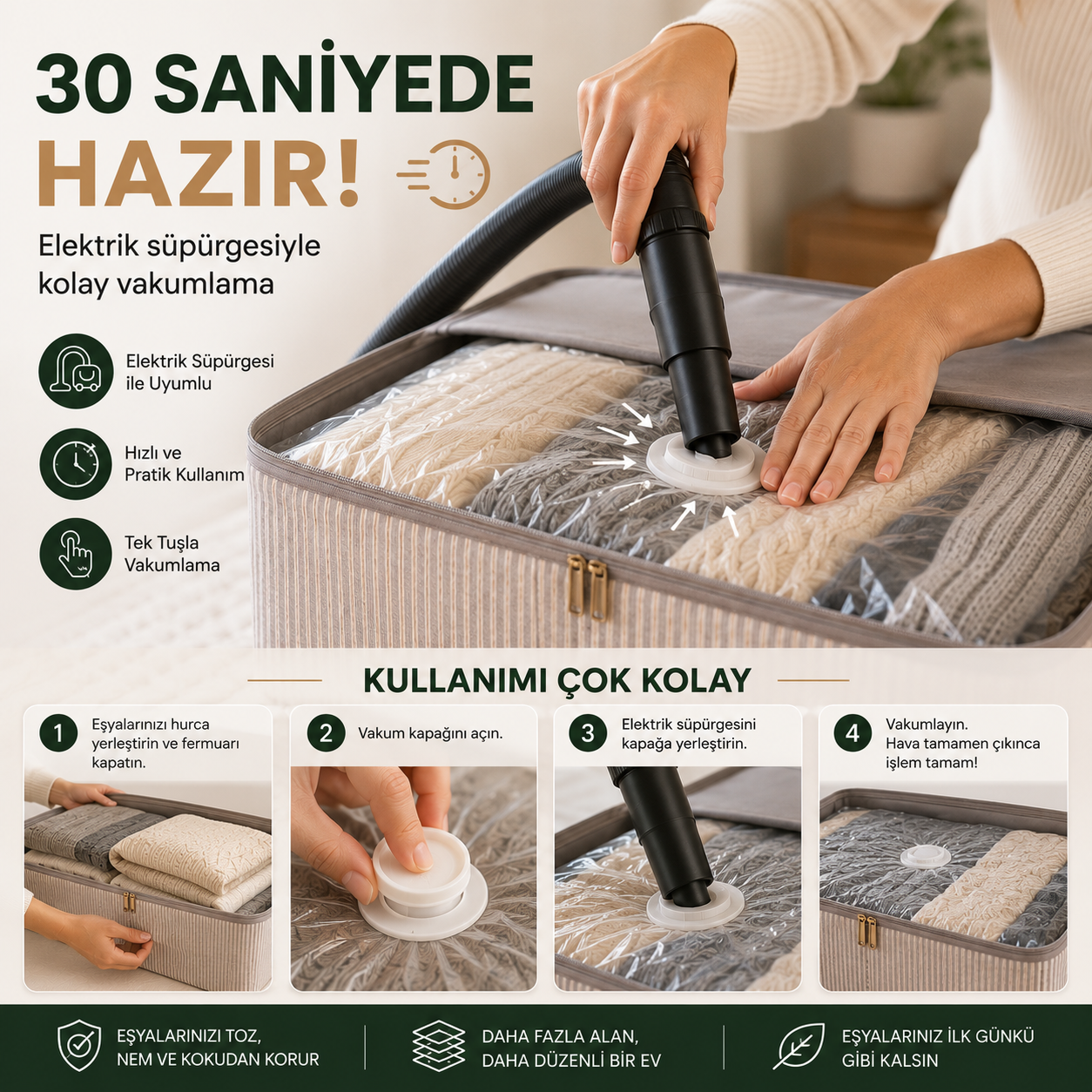 Ferahome Vakumlu Hurç Seti 65 x 45 x 22