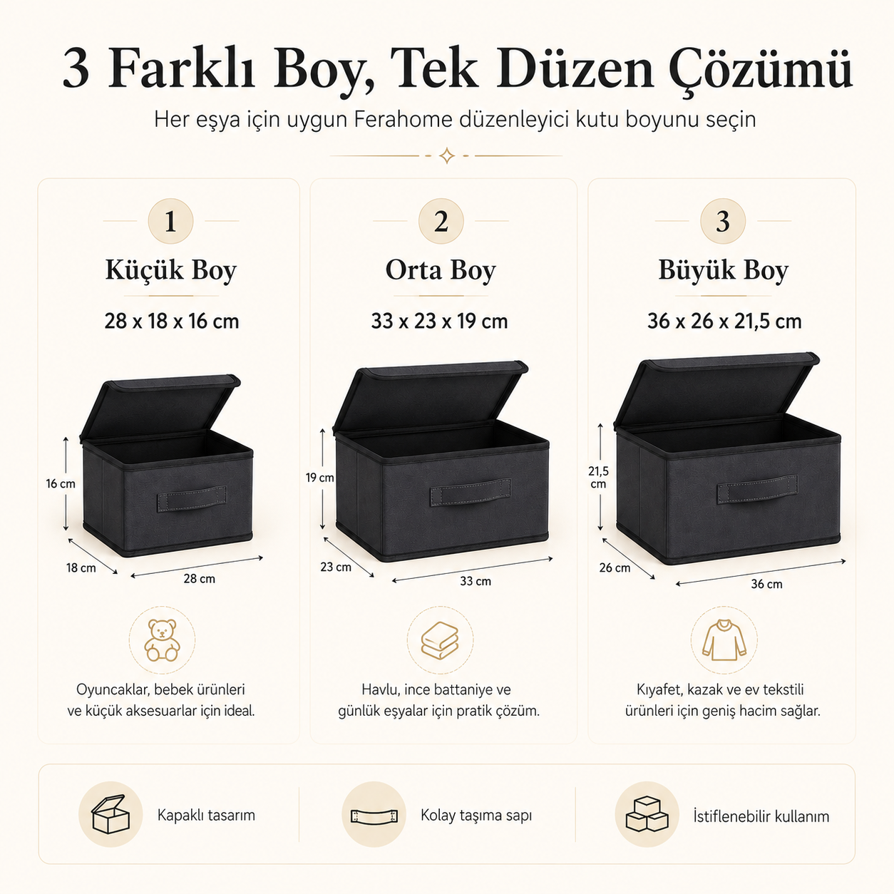 Mini Boy Üçlü Kapaklı Kutu Hurç Seti