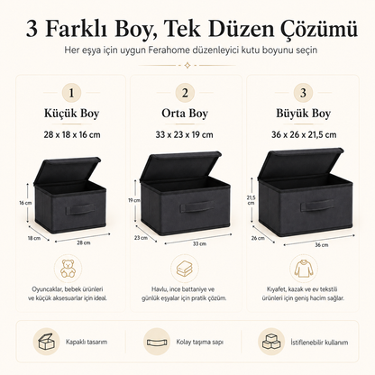 Mini Boy Üçlü Kapaklı Kutu Hurç Seti