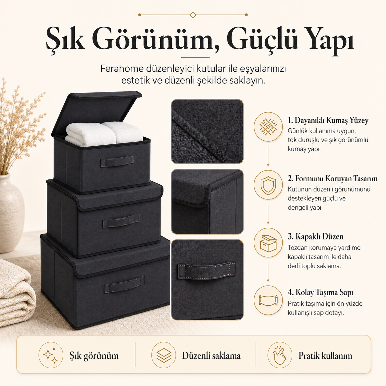 Mini Boy Üçlü Kapaklı Kutu Hurç Seti