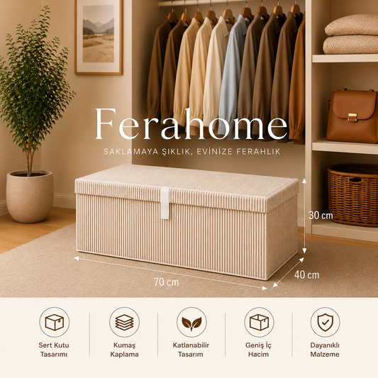 Ferahome Büyük Boy Kapaklı Hurç 70x40x30