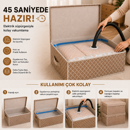 Büyük Boy Kutu Hurç + Vakumlu Torba 70x40x30