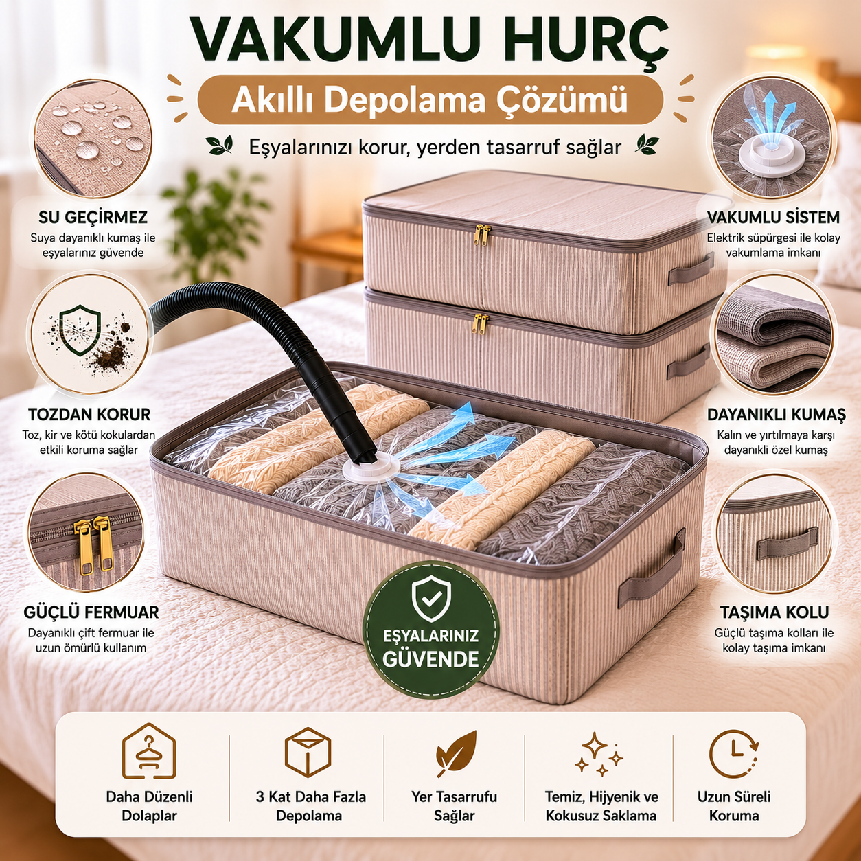 Ferahome Vakumlu Hurç Seti 65 x 45 x 22